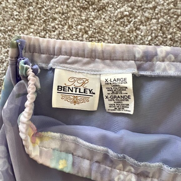 Vintage 90s Bentley Chiffon Lavender Lilac Floral Fairy Flowy Maxi Skirt XL - Picture 3 of 7